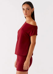 Paulie Mini Dress - Maroon