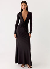 Palm Haze Maxi Dress - Black