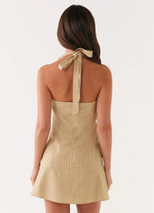 Erica Mini Dress - Beige Stripe