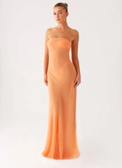 Mattie Strapless Maxi Dress - Orange