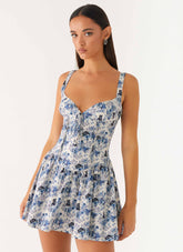 Nash Bust Mini Dress - Serene Sky Floral