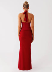 Billen Halter Maxi Dress - Red