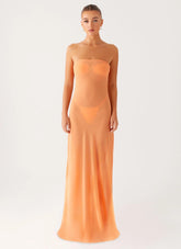 Mattie Strapless Maxi Dress - Orange