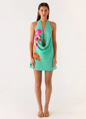 Halia Cowl Mini Dress - Jungle Bloom