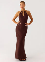 Harlyn Halter Maxi Dress - Chocolate