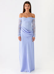Burke Off Shoulder Maxi Dress - Blue