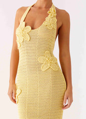 Novalee Flower Crochet Maxi Dress - Yellow