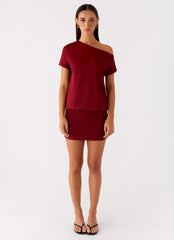 Paulie Mini Dress - Maroon