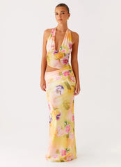 Main Act Halter Maxi Dress - Sunburst Floral