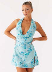 Cinzia Beaded Mini Dress - Blue