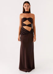 Alaine Scarf Maxi Dress - Dark Chocolate