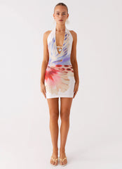 No Time Mini Dress - White Sea Bloom