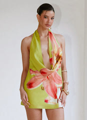 Varindra Cowl Mini Dress - Jungle Floral