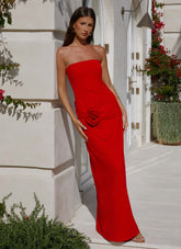 Hilton Strapless Maxi Dress - Red