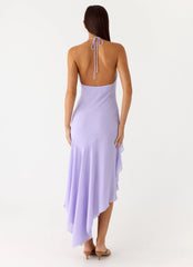 Sunmi Asymmetric Cowl Midi Dress - Lavender