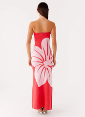 Jala Strapless Knit Maxi Dress - Red Floral