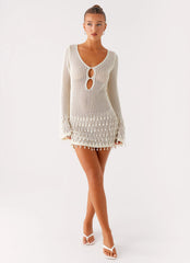 Majestic Beaded Crochet Mini Dress - Ivory