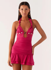 Payback Shell Trim Mini Dress - Fuchsia