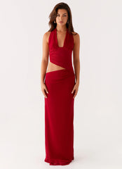 Main Act Halter Maxi Dress - Raspberry