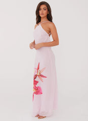 Blossom Hearts Maxi Dress - Pink Peony