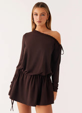 Zinnia Mini Dress - Chocolate
