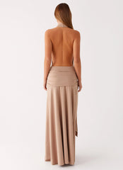 Rowan Ray Cowl Maxi Dress - Light Taupe