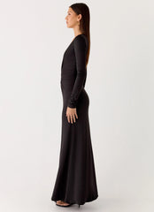 Palm Haze Maxi Dress - Black