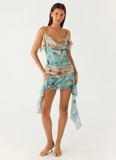 Meylissa Hanky Mini Dress - Aqua Blur