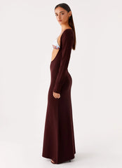 Adora Long Sleeve Knit Maxi Dress - Chocolate