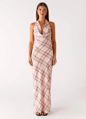 Muse Maxi Dress - Pink Check