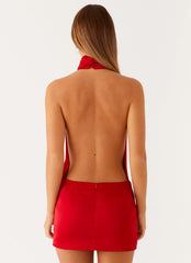 Birdie Halterneck Mini Dress - Red