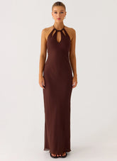 Harlyn Halter Maxi Dress - Chocolate