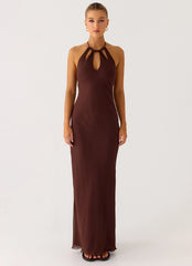Harlyn Halter Maxi Dress - Chocolate