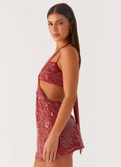 Sahara Nights Beaded Mini Dress - Rust