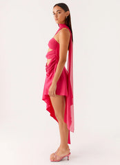 Circa Scarf Midi Dress - Hot Pink