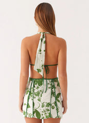 Sonnet Cotton Mini Dress - Verdant Bloom