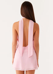 Chantal Backless Scarf Mini Dress - Pink