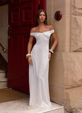 Melany Maxi Dress - White Polkadot