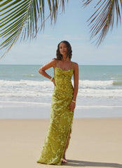 Havana Sequin Maxi Dress - Lime