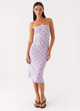 Keila Strapless Midi Dress - Lavender Meadow