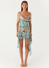 Meylissa Hanky Mini Dress - Aqua Blur