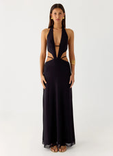 Astraeus Beaded Sequin Maxi Dress - Black