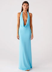 Driftwood Cowl Maxi Dress - Turquoise
