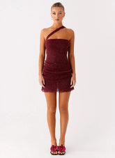 Misty Mesh Mini Dress - Maroon