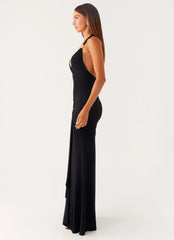 Miyah Halter Hardware Maxi Dress - Black