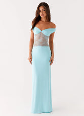 Infatuation Lace Maxi Dress - Turquoise