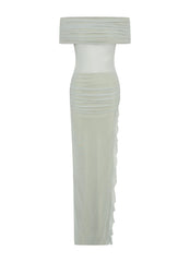 Nelly Off Shoulder Maxi Dress - Pistachio