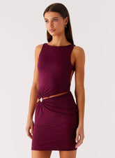Velvet Wine Mini Dress - Boysenberry
