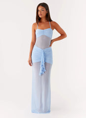 Lily Halter Maxi Dress - Blue