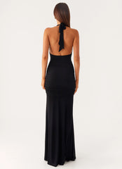 Miyah Halter Hardware Maxi Dress - Black